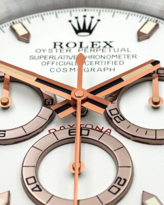 Replica ROLEX WALL CLOCK – DAYTONA ROSE GOLD Close-Up Focus