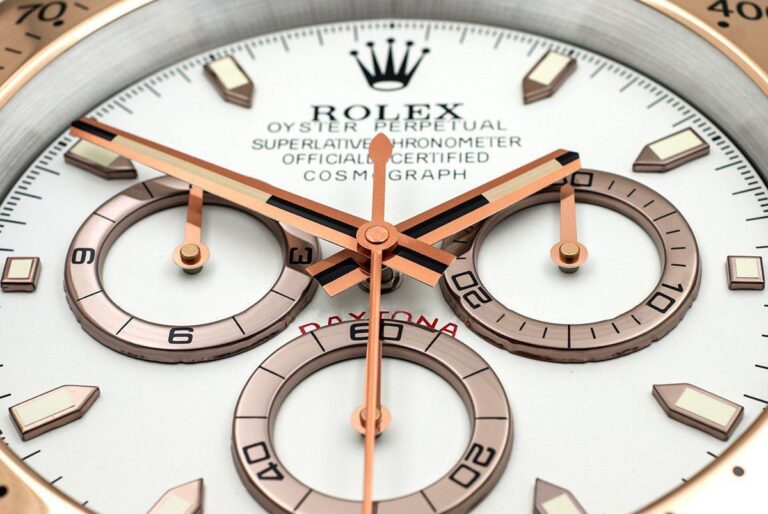 Replica ROLEX WALL CLOCK – DAYTONA ROSE GOLD Close-Up Focus