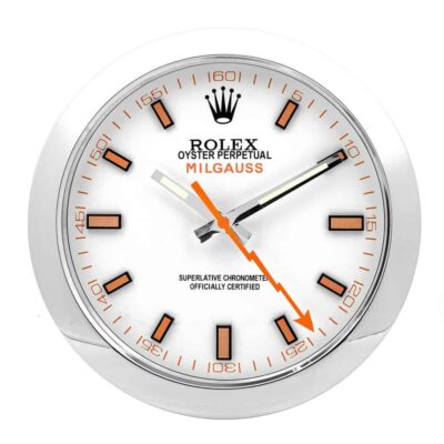 Replica ROLEX WALL CLOCK – MILGAUSS WHITE Perspective View