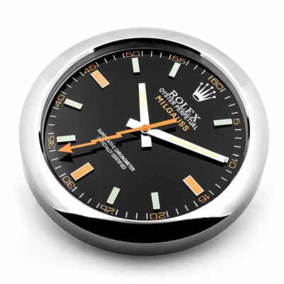 Replica ROLEX WALL CLOCK – MILGAUSS BLACK/ORANGE Perspective View