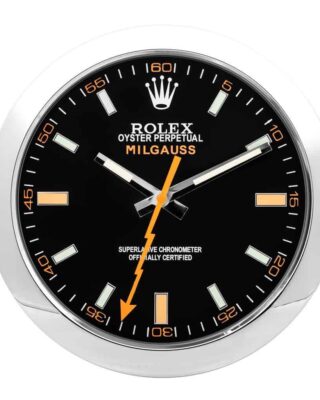 Replica ROLEX WALL CLOCK – MILGAUSS BLACK/ORANGE Angle Detail
