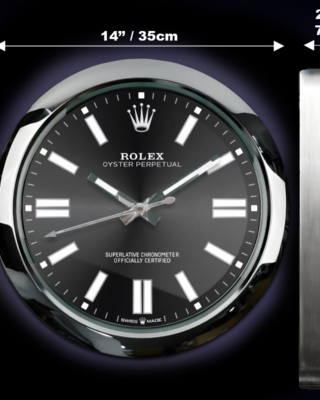 Replica ROLEX WALL CLOCK – OYSTER PERPETUAL BLACK Angle Detail