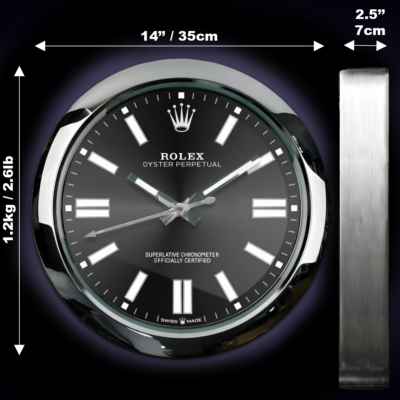 Replica ROLEX WALL CLOCK – OYSTER PERPETUAL BLACK Angle Detail