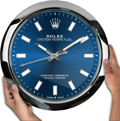 Replica ROLEX WALL CLOCK – OYSTER PERPETUAL BLUE Perspective View
