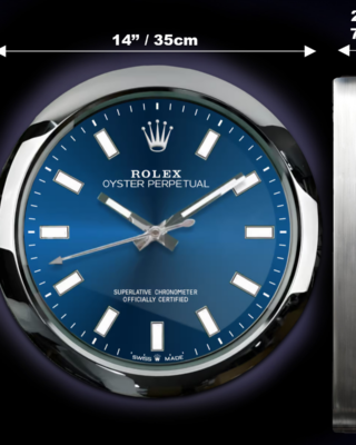 Replica ROLEX WALL CLOCK – OYSTER PERPETUAL BLUE Angle Detail