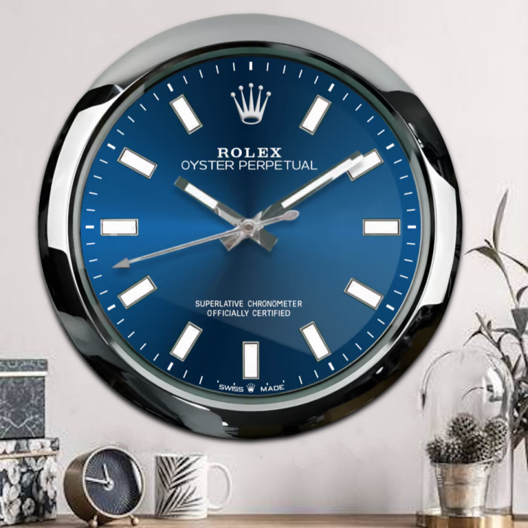 Replica ROLEX WALL CLOCK – OYSTER PERPETUAL BLUE Close-Up Focus