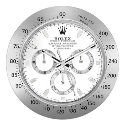 Replica ROLEX WALL CLOCK – ROLEX DAYTONA SILVER Perspective View