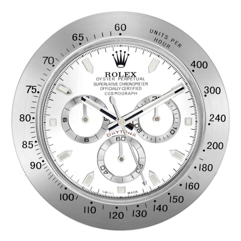 Replica ROLEX WALL CLOCK – ROLEX DAYTONA SILVER Perspective View