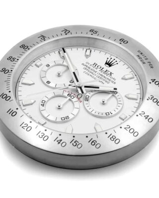 Replica ROLEX WALL CLOCK – ROLEX DAYTONA SILVER Angle Detail
