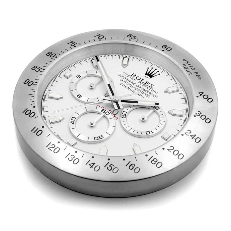 Replica ROLEX WALL CLOCK – ROLEX DAYTONA SILVER Angle Detail
