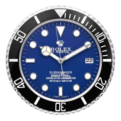 Replica ROLEX WALL CLOCK – SUBMARINER BLACK/BLUE Perspective View