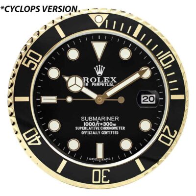 Replica ROLEX WALL CLOCK – SUBMARINER GOLD Angle Detail