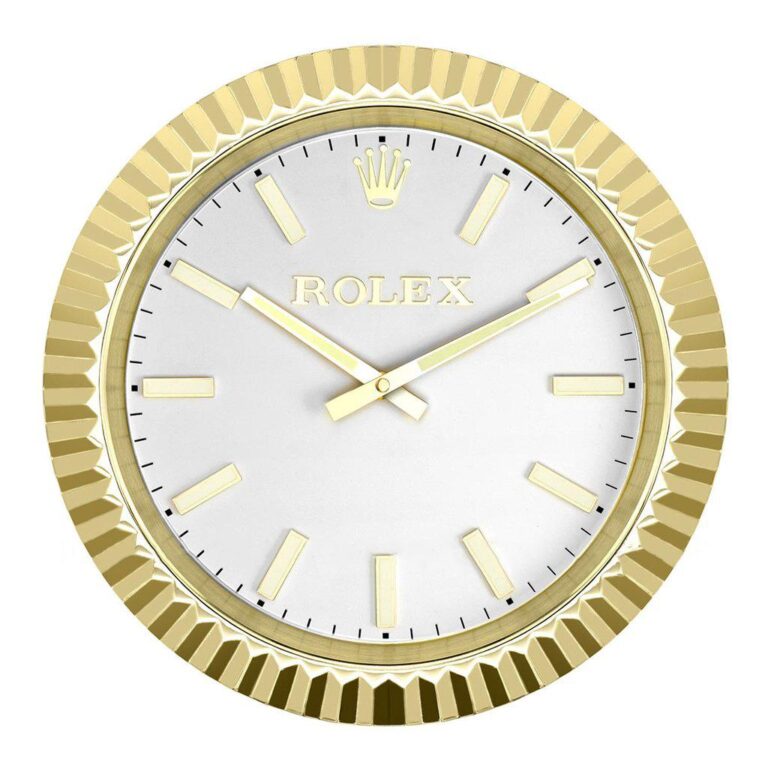 Replica ROLEX WALL CLOCK – WIMBLEDON OYSTER DATEJUST GOLD Perspective View