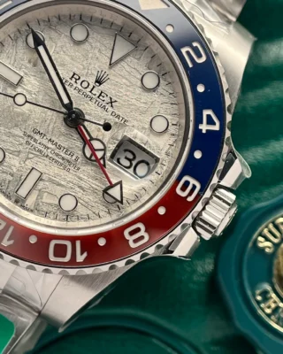 Replica Rolex GMT Master II Superman Meteorite Dial Blue Red Bezel