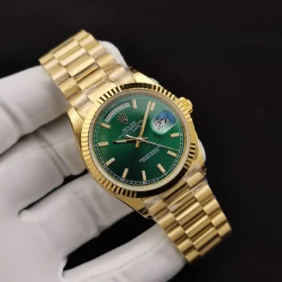 Replica Rolex Day-Date II Green Dial 128238 Perspective View