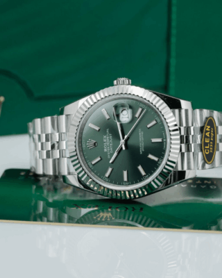 Replica Rolex Datejust Mint Green Dial fluted Bezel Jubilee Bracelet