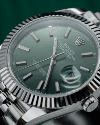 Replica Rolex Datejust Mint Green Dial fluted Bezel Jubilee Bracelet