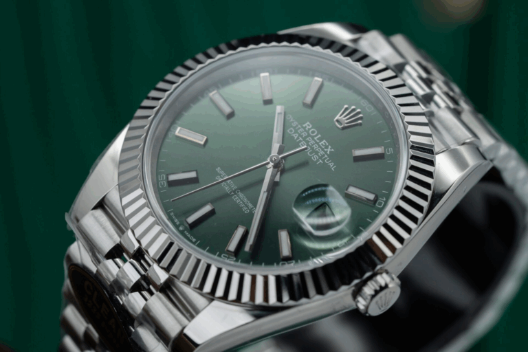 Replica Rolex Datejust Mint Green Dial fluted Bezel Jubilee Bracelet