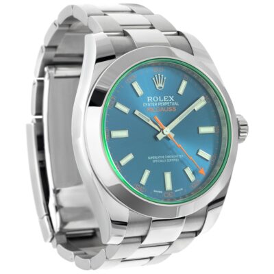 Superclone Rolex Milgauss Blue Dial 116400GV Angle Detail
