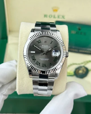 Replica Rolex Datejust Wimbledon Rhodium Dial Fluted Bezel Oyster Bracelet