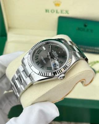 Replica Rolex Datejust Wimbledon Rhodium Dial Fluted Bezel Oyster Bracelet