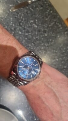 Click to view full screen Superclone Rolex Sky-Dweller Bright blue Dial 336934 Jubilee photo review