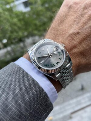 Click to view full screen Superclone Rolex Datejust Rhodium Dial 126334 "Wimbledon" Flutted/Jubilee 41 mm photo review