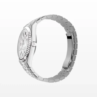 Replica Rolex Land-Dweller 36 mm Oystersteel and white gold Angle Detail
