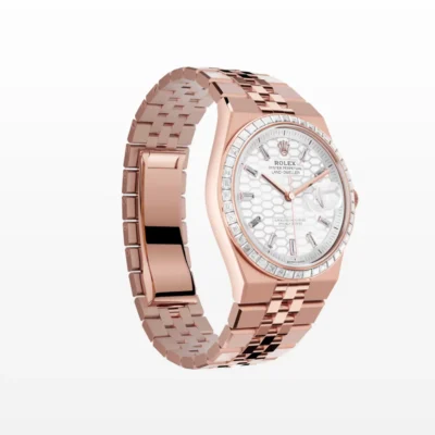 Replica Rolex Land-Dweller 36 mm Everose gold and diamonds Style Perspective