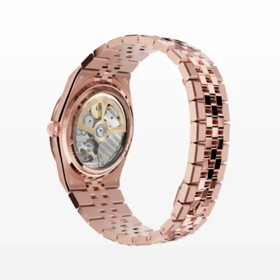 Replica Rolex Land-Dweller 40 mm Everose gold and diamonds Close-Up Focus
