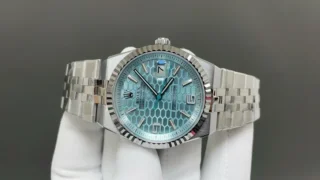 Replica Rolex Land-Dweller 40 mm platinum Angle Detail