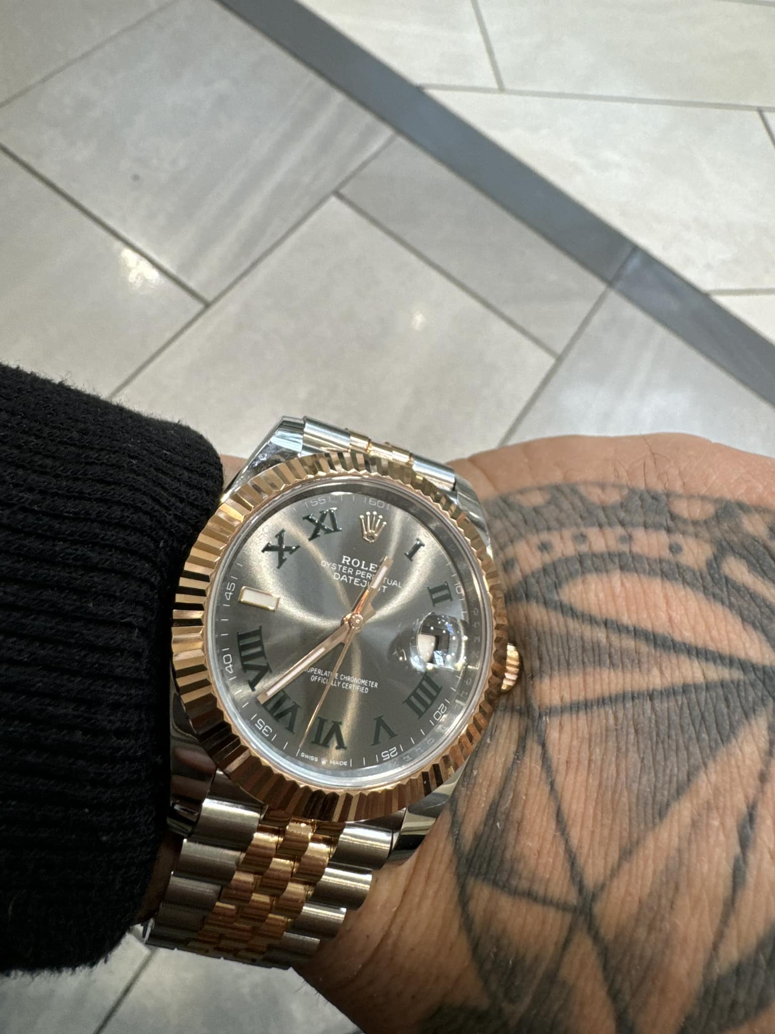 Click to view full screen Superclone Rolex Datejust 41mm Rhodium Dial 126333 "Wimbledon" Flutted / Jubilee photo review