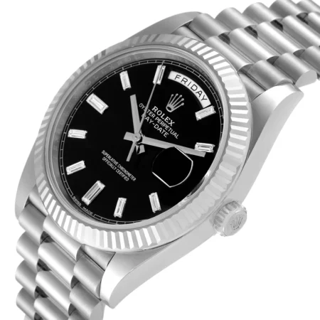 Superclone Rolex Day-Date 40mm Black Baguette Dial 228239 - Image 4