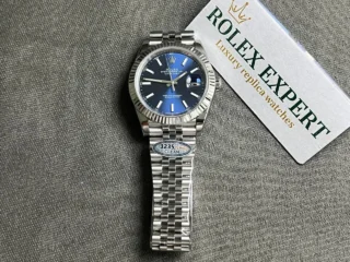 Superclone Rolex Datejust Blue Dial 126334 Jubilee Perspective View