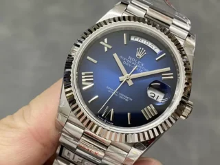 Superclone Rolex Day-Date Ombre Blue Dial 228239 Close-Up Focus