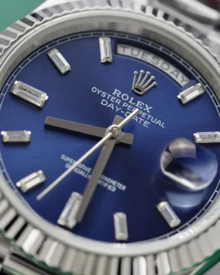 Replica Rolex Day-Date Blue Fluted Bezel Presidential Bracelet
