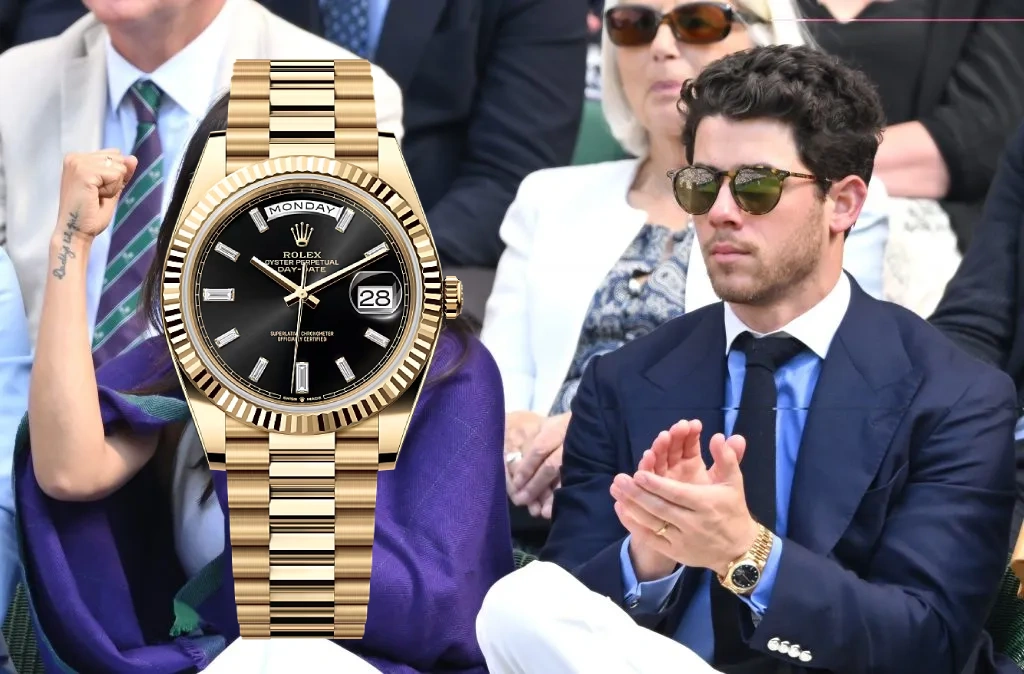 Nick Jonas wearing Rolex Day-Date