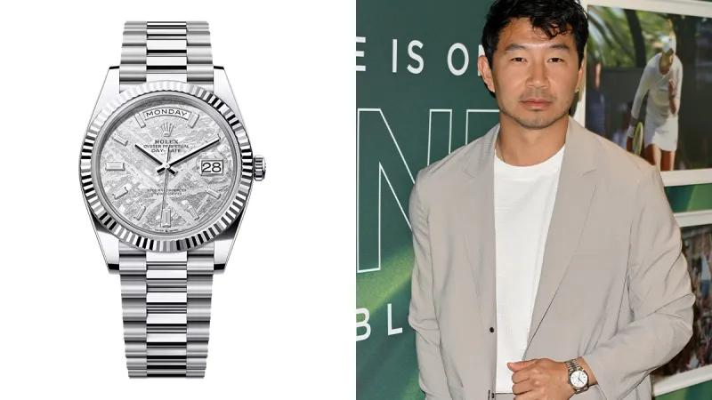 Simu Liu wearing Rolex Day-Date Meteorite Dial at the WImbledon 2025