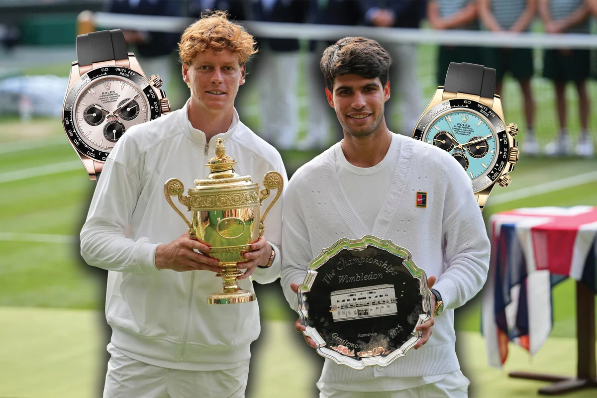 Alcaraz and Sinner wearing Rolex Daytona watches