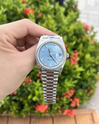 Alternative view of Superclone Rolex Day-Date Ice Blue Diamond Dial 228396tbr-0002 40 mm