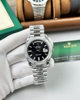 Alternative view of Superclone Rolex Day-Date Bright Black Diamond Dial 228236-0004 40 mm