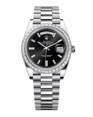 Superclone Rolex Day-Date Bright Black Diamond Dial 228396tbr-0012 40 mm