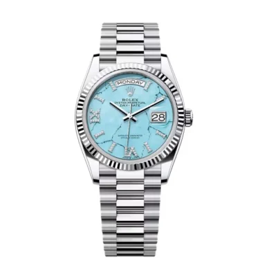 Superclone Rolex Day-Date Turquoise Diamond Dial 128236-0011 36 mm photo review