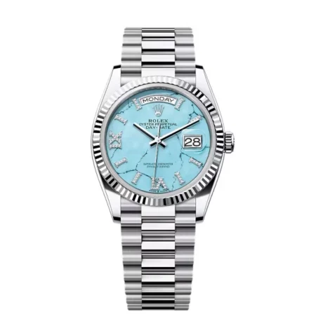 Superclone Rolex Day-Date Turquoise Diamond Dial 128236-0011 36 mm
