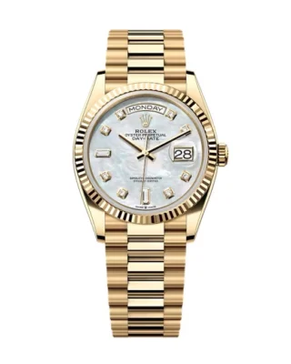 Superclone Rolex Day-Date White Mother-of-Pearl Diamond Dial 128238-0011 36 mm