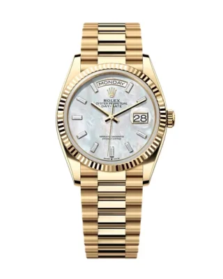 Superclone Rolex Day-Date White Mother-of-Pearl Diamond Dial 128238-0123 36 mm