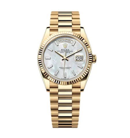 Superclone Rolex Day-Date White Mother-of-Pearl Diamond Dial 128238-0123 36 mm