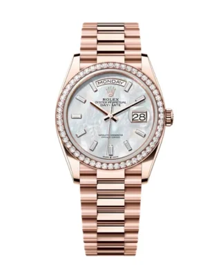 Superclone Rolex Day-Date White Mother-of-Pearl Diamond Dial 128345rbr-0077 36 mm