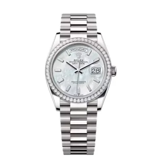 Superclone Rolex Day-Date White Mother-of-Pearl Diamond Dial 128349rbr-0049 36 mm