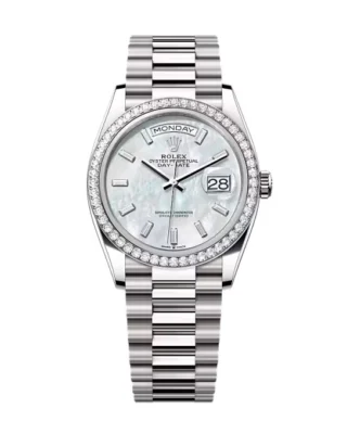 Superclone Rolex Day-Date White Mother-of-Pearl Diamond Dial 128349rbr-0049 36 mm